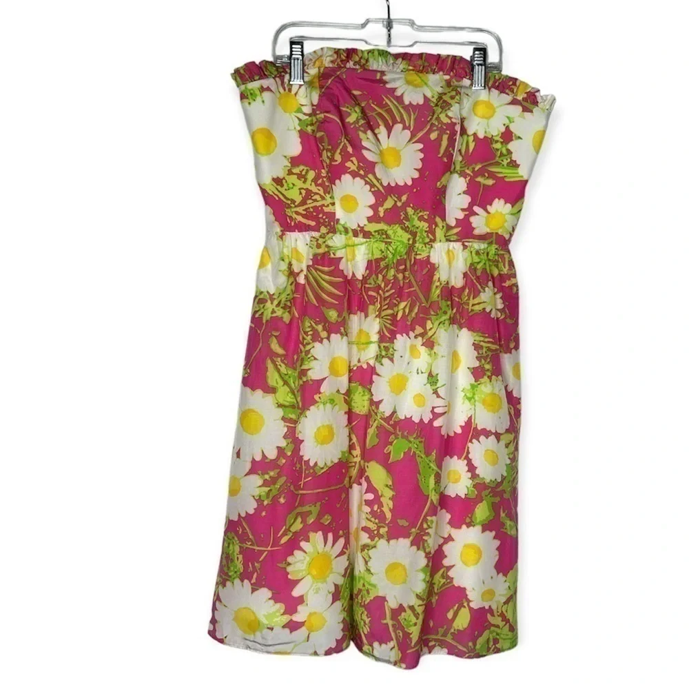 Lilly Pulitzer Briddie Strapless daisy silk dress size 0 - Picture 3 of 12